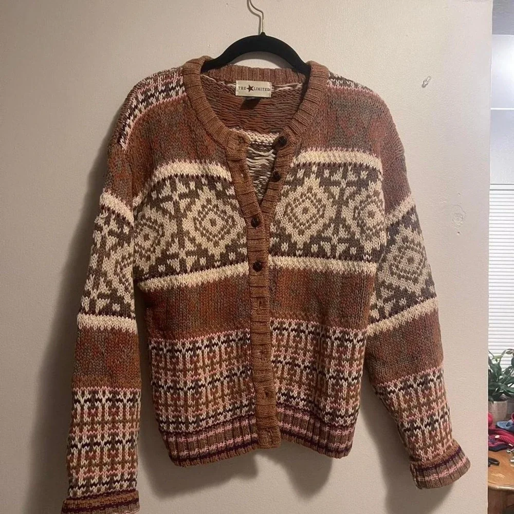 The Limited Vintage‎ Brown Cardigan Sweater Cottagecore Granolagirl GrandmaCore